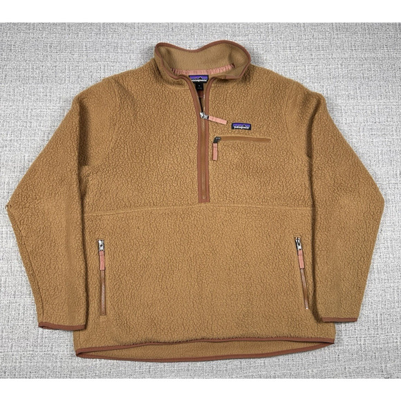 Patagonia Retro Pile Marsupial Nest Brown w/ Pink Zipper Puller Womens XL - Picture 1 of 10